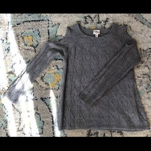 Cold-Shoulder Cable-Knit Sweater